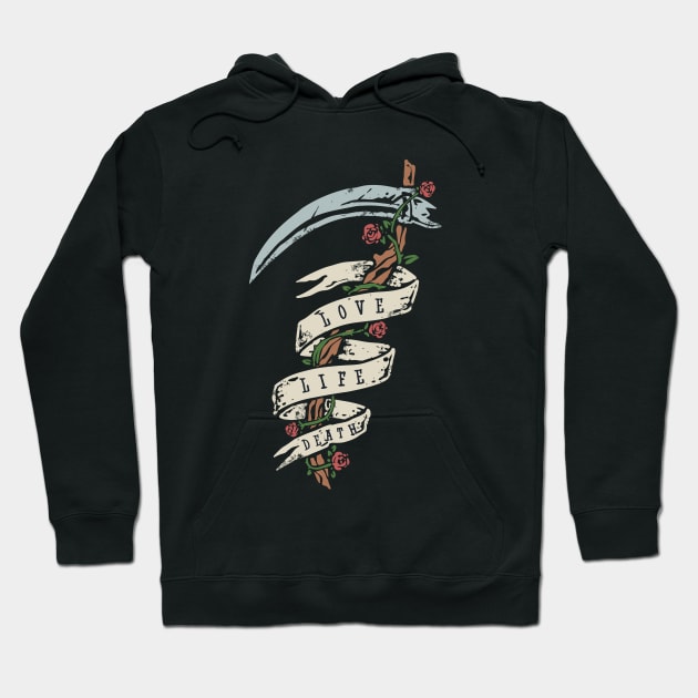 Scythe love life death Hoodie by Mako Design 